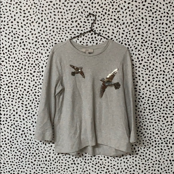 LOFT Sweaters - Loft Beaded Bird Sweatshirt